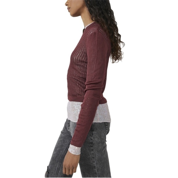 Free People H20 Crew Pullover Raw Garnet Size Medium - Picture 3 of 14